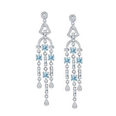 Natural Sky Blue Topaz Tassels Drop Earrings